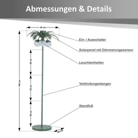 elblight.de Solarleuchte LED 45x146x45 cm spritzwassergeschützt inkl. Dämmerungssensor Dunkelgrün