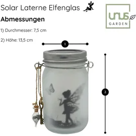 UNUS UNUS® Solarlicht Schmetterlingsfee Solar Laterne Feenglas Solarleuchte