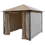 Quick Star Pavillon Pavillon Nizza 3x3m Sand inkl. Seitenwandset, mit 4 Seitenteilen - 2 Jahre Gewährleistung - mind. 14 Tage Rückgaberecht - Beige