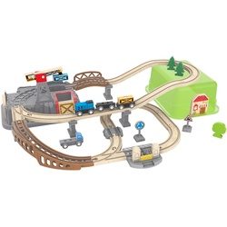 Hape Spielzeug-Eisenbahn Holzspielzeug, Eisenbahn-Baukasten, (Set, 50-tlg) bunt
