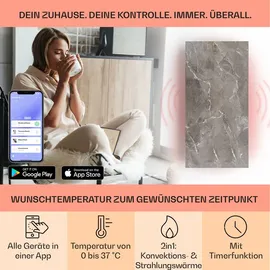 Klarstein 2-in-1 Infrarotheizung & Konvektor, Infrarotheizung mit Thermostat 700W, IP24-Infrarotheizung zur Wandmontage mit App-Steuerung,