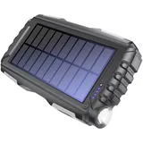 Denver PSO-20010 MK2 Solar Powerbank 20000 mAh Anthrazit Taschenlampe, Statusanzeige