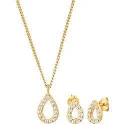 Elli Tropfen Zirkonia Elegant 925 Silber Schmuck-Set   Damen 
