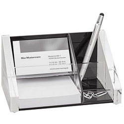 WEDO Schreibtisch-Organizer Acryl Exklusiv glasklar/schwarz Acryl 4 Fächer 16,4 x 9,7 x 8,9 cm