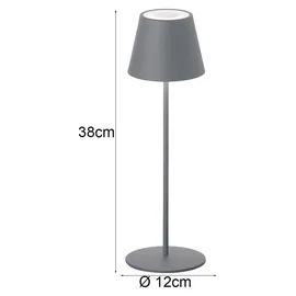 meineWunschleuchte 2er SET Outdoor Akku Tischlampen Grau ohne Kabel Mit RGB Höhe 38cm