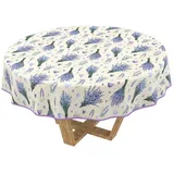 ANRO Tischdecke abwaschbar Baumwolloptik Lavendel Lila wetterfest (Einzelstück 1-tlg, eine Tischdecke), Stofftischdecke schmutzabweisend Rund 140 Lavendel Lila lila Rund | 140 cm x 140 cm