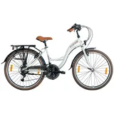 LUCHS Cityrad Cityrad 28 Zoll Luchs Feline Citybike Damenrad 21-Gang Shimano Tourney, 21 Gang, Kettenschaltung, 21-G Shimano, ab 165cm, RH50cm, StVZO-Licht, hochwertige Lackierung goldfarben