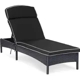 Uniprodo Sonnenliege Gartenliege Relaxliege Strandliege schwarz Stahlrahmen Rattan - verstellbare Rückenlehne UNI_SUNBED_10