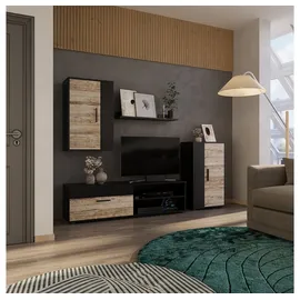 Vicco Wohnwand Berno, Anthrazit/beige, 4-teiliges Set