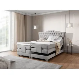 Fun Möbel Boxspringbett Elektrisch Bett FAUSTO 200x200cm in Stoff Wind Dunkelblau - Blau