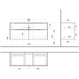 Villeroy & Boch Waschtischunterschrank 4 Auszüge 127,2 x 57,6 x 47,8 cm Braun
