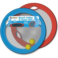 alldoro 60040 Beach Volley & Super Disc, 4 tlg. Set, Strand-Volleyball Wurfscheiben, Ø 50 cm, bunt für Kinder Erwachsene