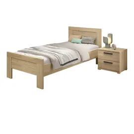 58 aufm Kessel KINDERZIMMER SET Keelia Eiche Melamin mit Bett 90x200 und Nachtkonsole