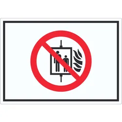 HB-Druck Aufzug im Brandfall nicht benutzen Symbol Aufkleber A0 (841x1189mm)