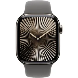 Apple Watch Series 10 GPS + Cellular 42 mm Titangehäuse natur Sportarmband steingrau M/L