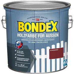 BONDEX Holzfarbe für Außen, 2,5 l, Langzeitschutz, Hochdeckend, Wetterschutz, Schwedenrot