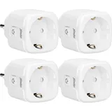 Alecto SMART-PLUG10 - Smarter WLAN-Zwischenstecker, 16 A, 3680 W, 4er-Pack, Weiß