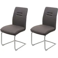 Mendler 2er-Set Esszimmerstuhl HWC-H70, Küchenstuhl Freischwinger Stuhl, Stoff/Textil Edelstahl