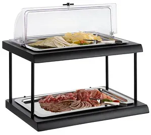 Preisvergleich Produktbild APS Buffetvitrine Doppeldecker schwarz 47,0 x 65,0 cm