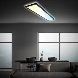 Briloner - LED Deckenlampe 98cm mit indirektem Licht, flach, dimmbar, Fernbedienung,