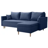 Modernes Schlafsofa Ecksofa Blau SCANDIK L + 2x Bettzeugbehälter - Blau