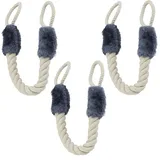 Relaxdays Türkordel 3er Set, Türstopper Klinke, 60 cm lang, Klemmschutz für Kinder & Tiere, Tür Seil maritim, beige/grau