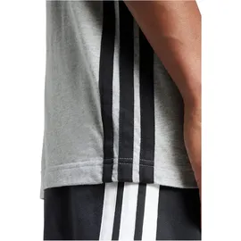 adidas Essentials 3-Streifen Single Jersey Kurzarm-T-Shirt Medium Grey Heather / Black S