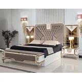 JVmoebel Schlafzimmer-Set Luxus Schlafzimmer Set Bett + 2x Nachttische 3tlg Moderne Möbel Holz, (3tlg Schlafzimmer Set (Bett + 2x Nachttische), Made in Europa weiß