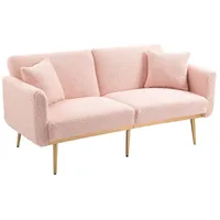 ccbetter Schlafsofa Klappsofa mit Schlaffunktion, Dreistufig verstellbarer Rückenlehne und robuste Metallfüße 1 Teile, Für Wohnzimmer und Schlafzimmer rosa