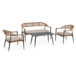 Garten-Set Jandia 4er Gruppe, Anthrazit / Natur