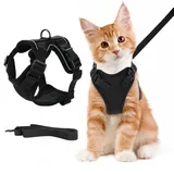 Katzengeschirr Mit Ausbruchsicherer Leine - Für Kleine & Grosse Katzen, Schwarz