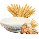 Sauerteig-Brotgärkörb-Set, antihaftbeschichtet, runder Korb, 24 cm, handgefertigte Rattan-Schüssel mit Einsatz, Brotbackzubehör für Kunsthandwerker, Sauerteigbrot und Sauerteig-Starter-Set