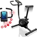 Physionics® Ergometer Heimtrainer - mit LCD-Display, verstellbarer Sitz & Widerstand, mit Handpulssensoren, bis 100 kg - Hometrainer, Fahrradtrain... - Schwarz