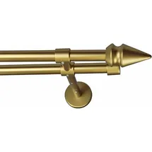 GARESA Gardinenstange GARESA "SPYRNA", gold (mattgoldfarben), L:250cm Ø:16mm, Holzwerkstoff, Metall, Gardinenstangen, Vorhanggarnitur, verlängerbar, Spitze, ohne Ringe