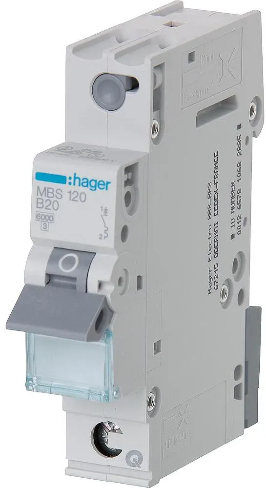 Leitungsschutzschalter Hager, B20A 1p, 6kA, MBS120