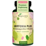 Vegavero 5-HTP Kapseln | aus Griffonia | Mit Ashwagandha KSM-66 und Rhodiola Rosea Rhodiolife | Adaptogene Komplex | Laborgeprüft | Ohne Zusatzstoffe | Deutsche Produktion