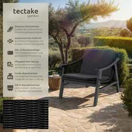 Tectake Rattan Stuhl Treviso Gartenstuhl 69 x 76 x 69,5 cm schwarz