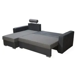 Fun Möbel Ecksofa Sofa NORA mit Schlaffunktion Beige / Braun Ottomane Links - Beige