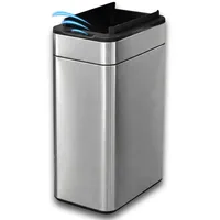 FLINQ 60L Sensor Mülleimer aus Edelstahl – Automatischer Küchenmülleimer mit Bewegungs"sensor – Großer Abfalleimer für Küche – Soft-Close Deckel - Silber