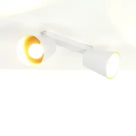 Licht-Erlebnisse Deckenstrahler BOMER Weiß Gold flexibel 2-flammig E27