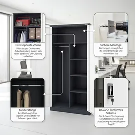 Jan Nowak Mehrzweckschrank 185 x 90 x 45 cm Anthrazit/Weiß