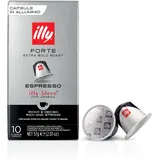 Illy Kaffee Röstung FORTE in Kompatiblen Nespresso Kapseln - 10 Packungen mit je 10 Kapseln (100 Kapseln)