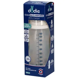 Dodie Fläschchen mit Löchern, gegen Koliken – 330 ml – Blau – 6+ Monate – Biomimetik Sauger Durchfluss 3
