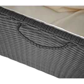 Mendler Poly-Rattan Kissenbox HWC-D88, Gartentruhe Auflagenbox Truhe Premium schwarz, 63x135x52cm 320l