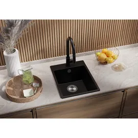 Primagran Riga S035 rechts Einbau Granit schwarz Handbetätigung 380 x 500 mm