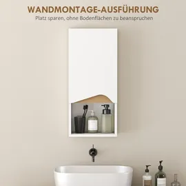 Homcom Badezimmerschrank Wandschrank mit Soft-Close-Tür, und offenem Fach Weiß
