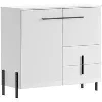 Feldmann-Wohnen Kombikommode 100 x 91 x 40 cm Weiß / Hochglanz