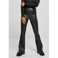 URBAN CLASSICS Ladies Synthetic Leather Flared Pants Girl-Hose schwarz
