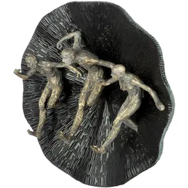 Gilde Wandobjekt Runners aus Kunstharz, matt schwarz, metallische Optik, 13x39x39 cm