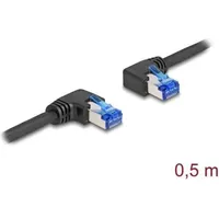 Delock RJ45 Netzwerkkabel Cat.6A S/FTP rechts links gewinkelt 0,5 m schwarz